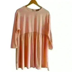 ASOS Light Pink Blush 3/4 Sleeve Babydoll Dress Size 8 NWOT